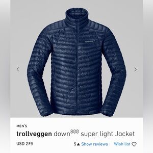 NWT Norrona Men’s Trollveggen Down Superlight Jacket